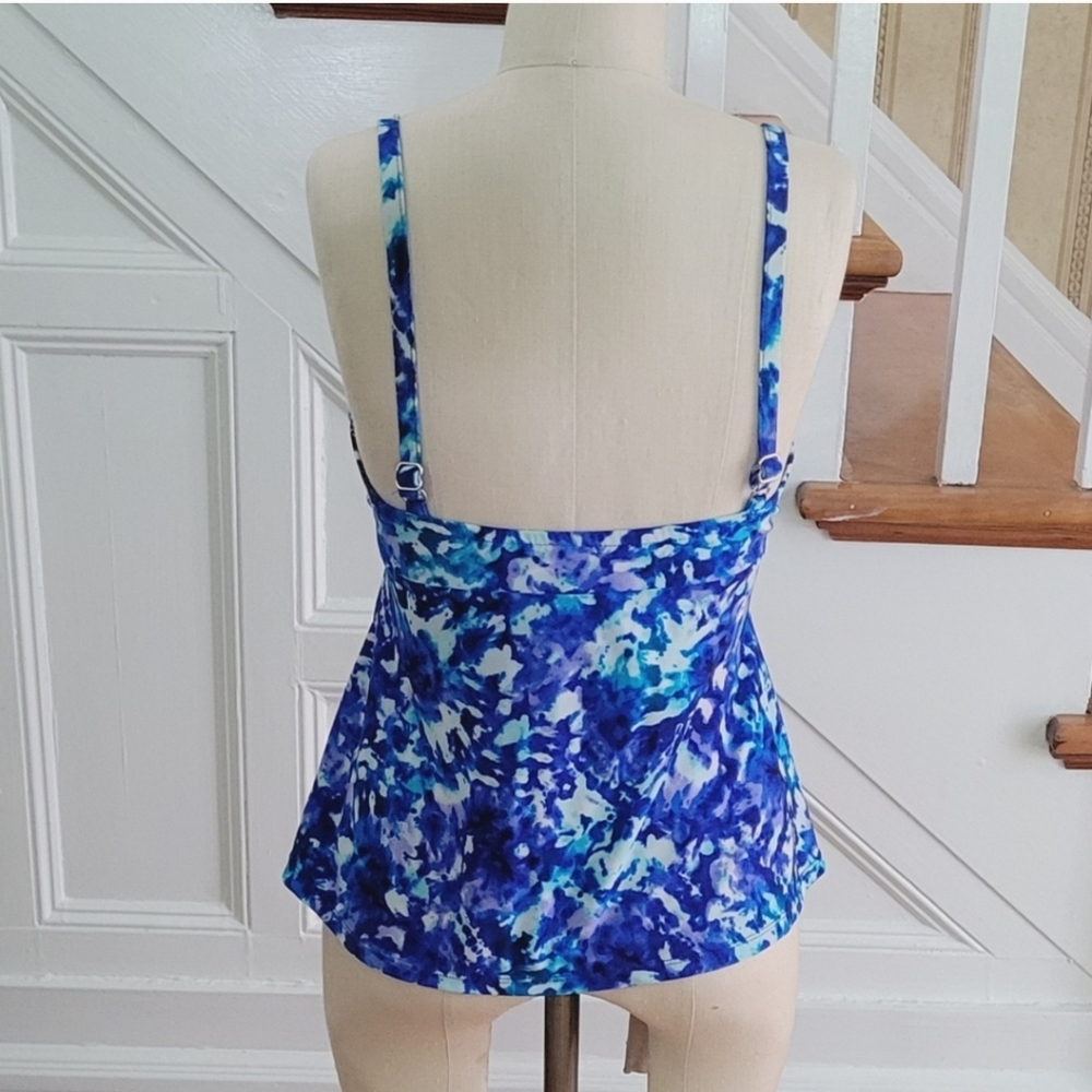 CROFT & BARROW Blue Floral Tankini Martha Vine Size Small Excellent Condition - Picture 2 of 9